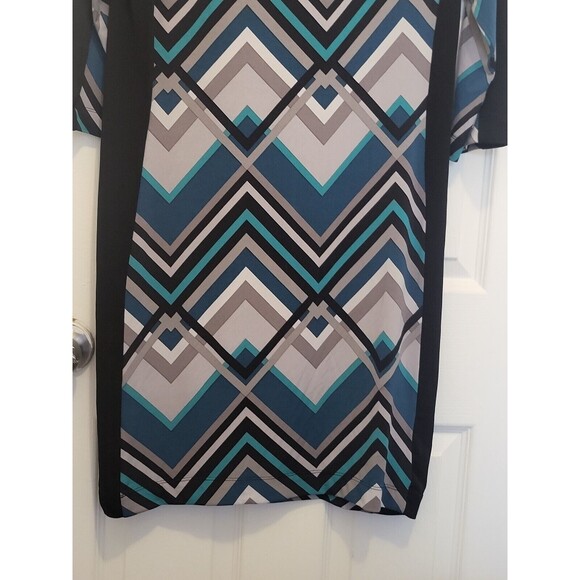 Banana Republic Dress Geometric Size Medium White, Black, Blue - Picture 6 of 8